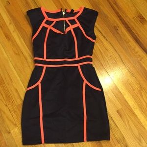 Windsor Medium Navy Coral Mini Dress